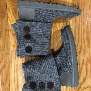 UGG Classic Cardy Grey Knit Boot | Sz 8